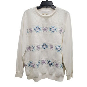 Alfred‎ Dunner Woman's Ivory Embroidered Rhinestone Grandmacore Pullover Plus 2x